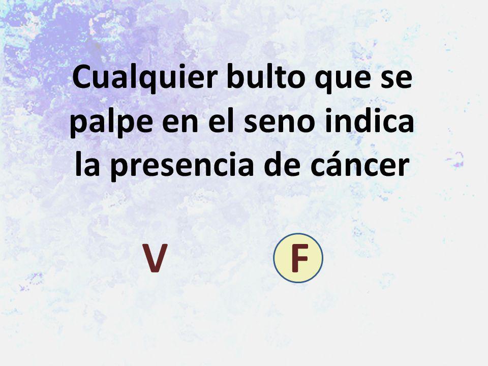 Cualquier bulto que se palpe en el seno indica la presencia de cáncer