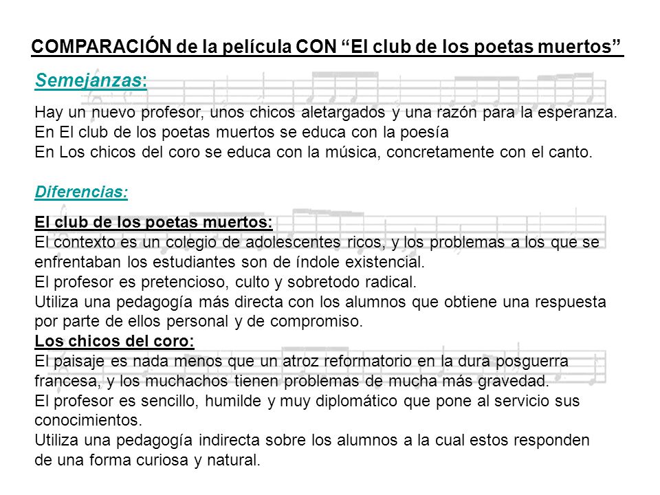 COMPARACIÓN de la película CON El club de los poetas muertos