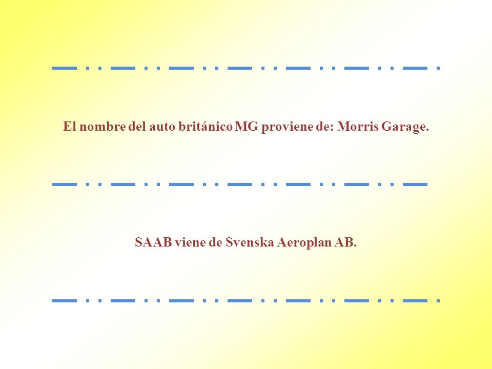 El nombre del auto británico MG proviene de: Morris Garage.