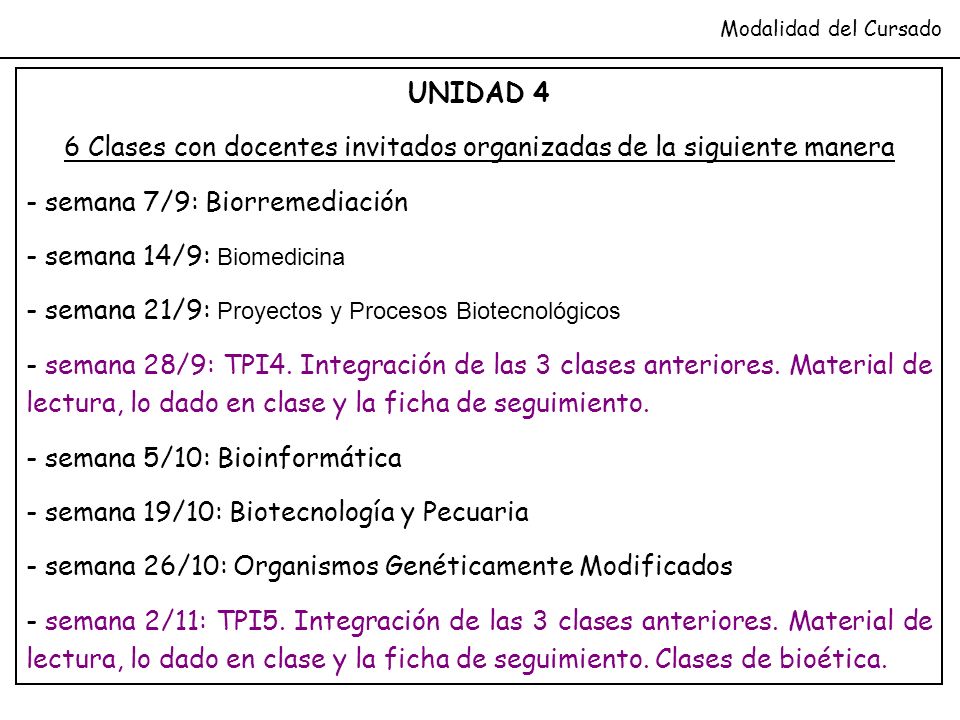 6 Clases con docentes invitados organizadas de la siguiente manera
