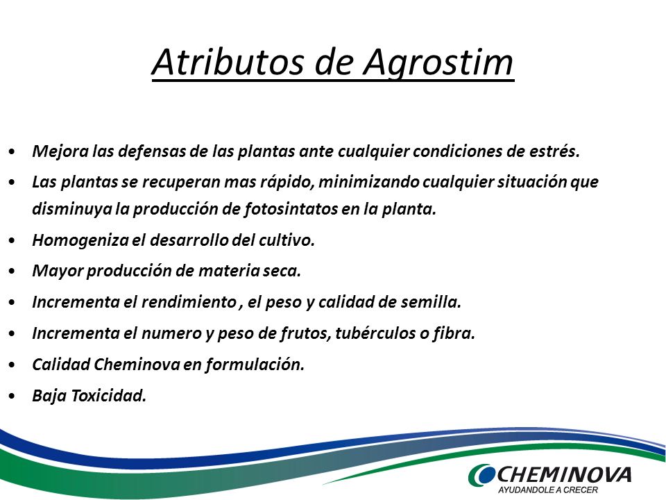 Atributos de Agrostim Mejora las defensas de las plantas ante cualquier condiciones de estrés.