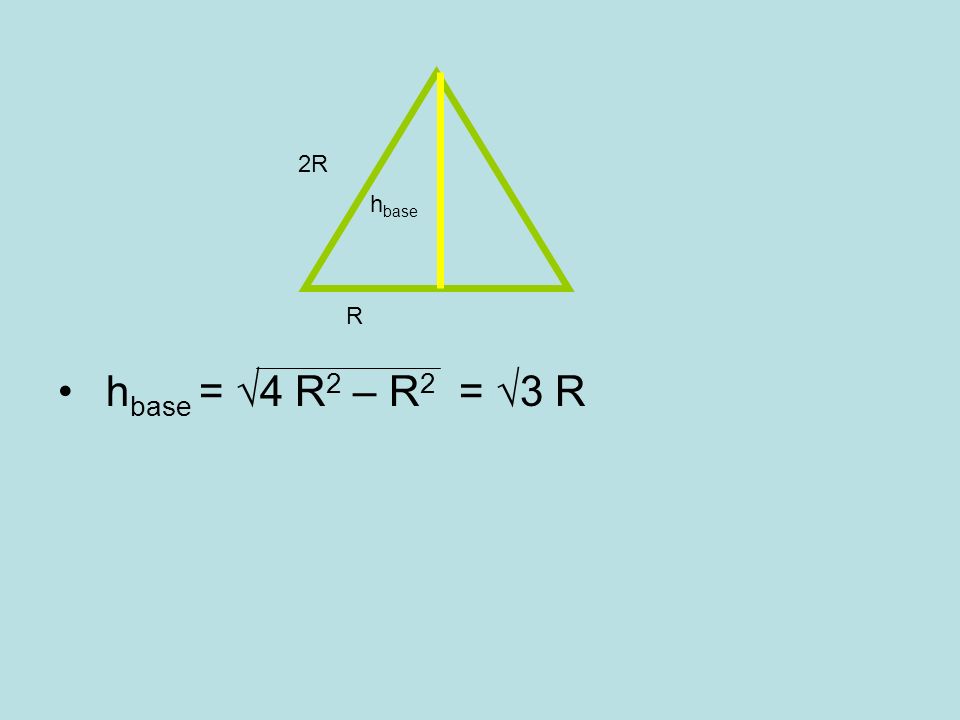 2R hbase R hbase = √4 R2 – R2 = √3 R