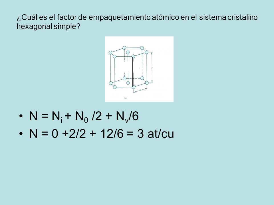 N = Ni + N0 /2 + Nv/6 N = 0 +2/2 + 12/6 = 3 at/cu