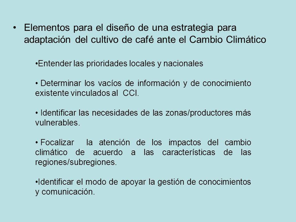 Elementos para el diseño de una estrategia para adaptación del cultivo de café ante el Cambio Climático