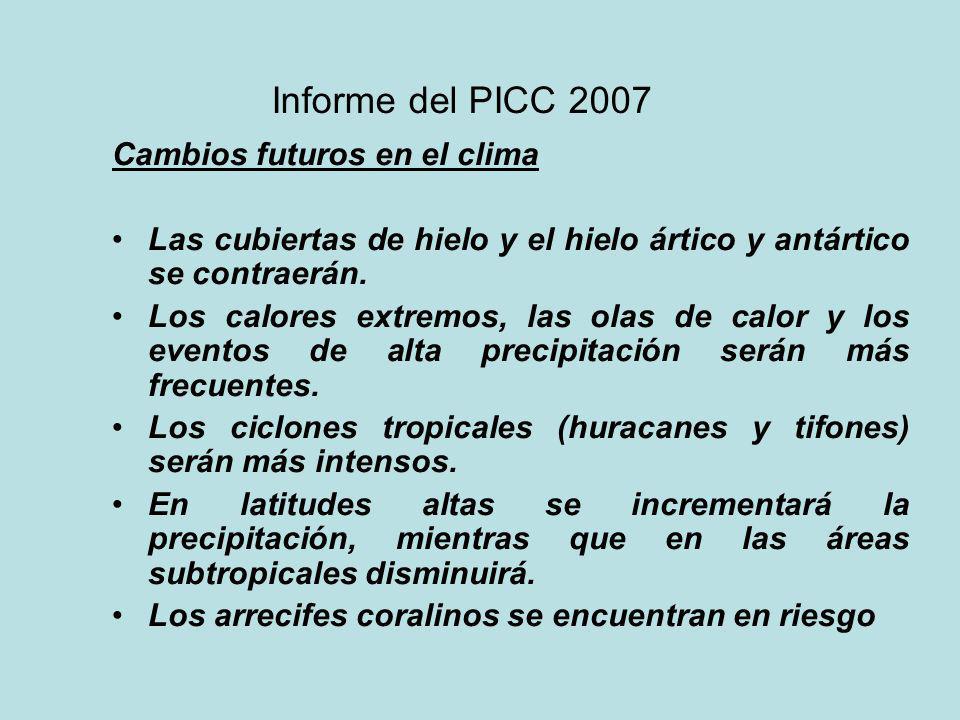 Informe del PICC 2007 Cambios futuros en el clima
