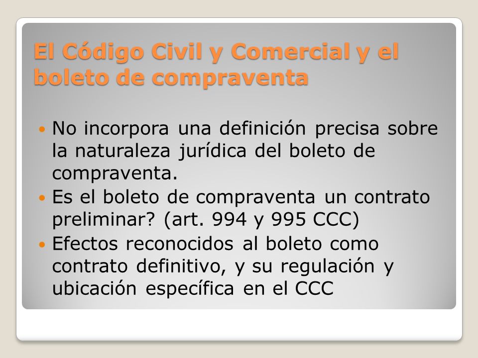 El Código Civil y Comercial y el boleto de compraventa