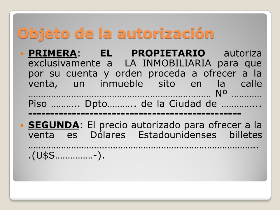 Objeto de la autorización