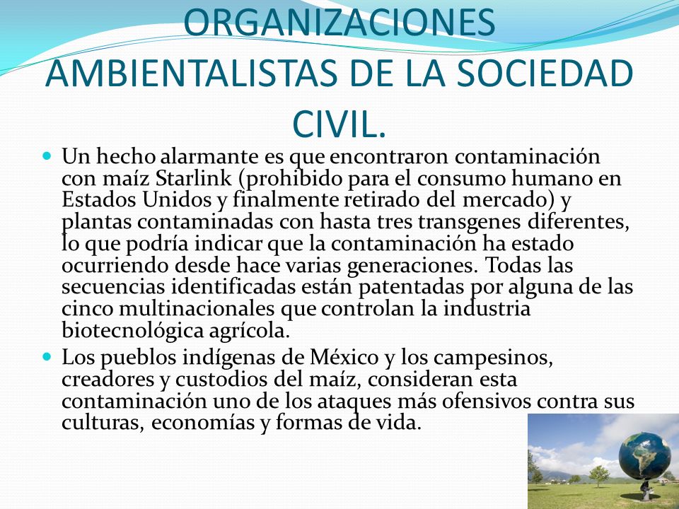 ORGANIZACIONES AMBIENTALISTAS DE LA SOCIEDAD CIVIL.