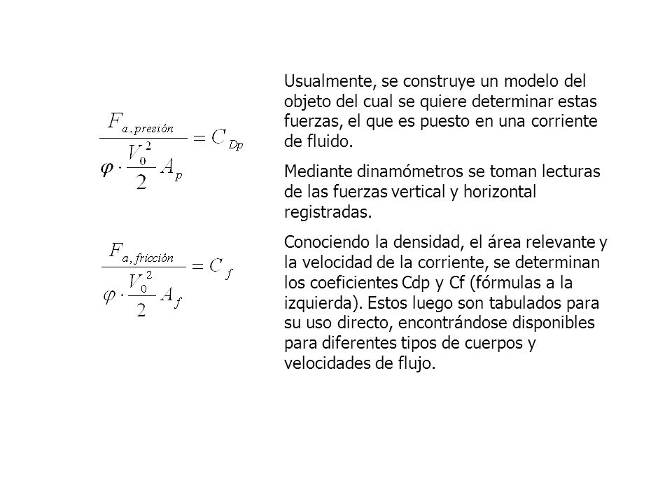 Usualmente, se construye un modelo del objeto del cual se quiere determinar estas fuerzas, el que es puesto en una corriente de fluido.