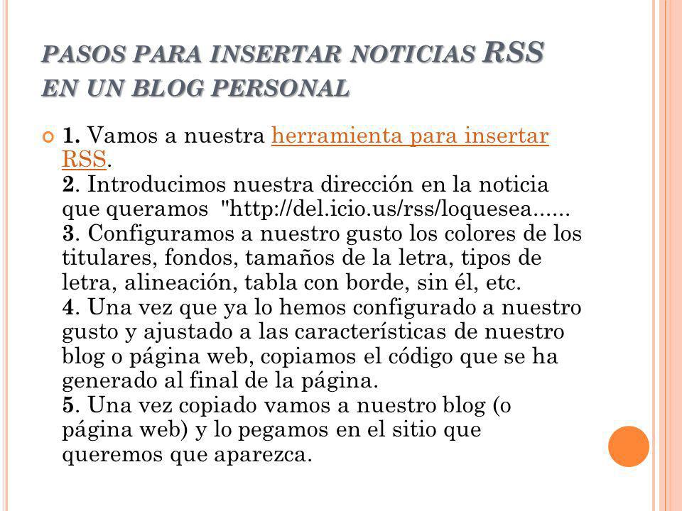 pasos para insertar noticias RSS en un blog personal