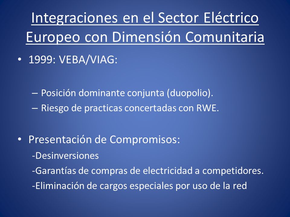 Integraciones en el Sector Eléctrico Europeo con Dimensión Comunitaria