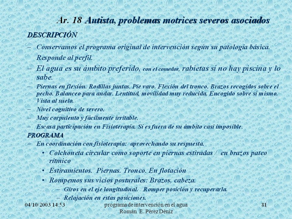 programa de intervención en el agua Román E. Pérez Déniz