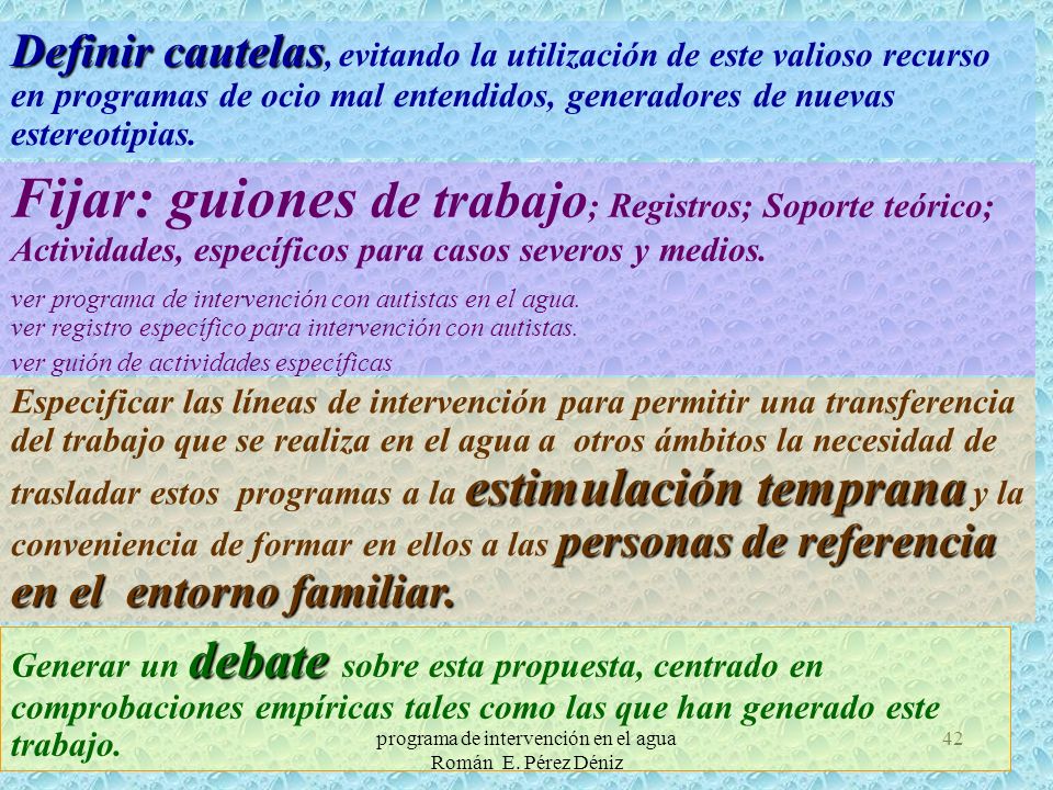 programa de intervención en el agua Román E. Pérez Déniz