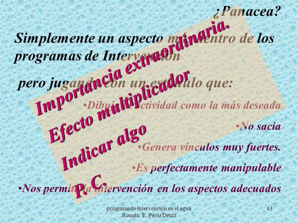 programa de intervención en el agua Román E. Pérez Déniz