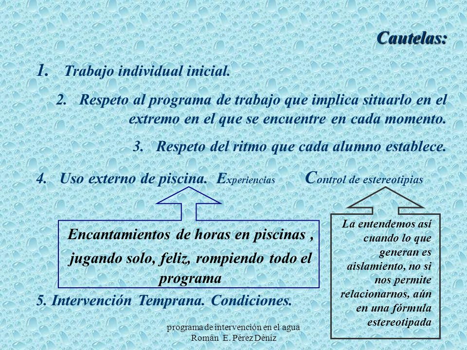 programa de intervención en el agua Román E. Pérez Déniz