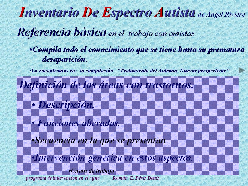 Programa de intervencion en el agua con autistas Román E. Pérez Déniz