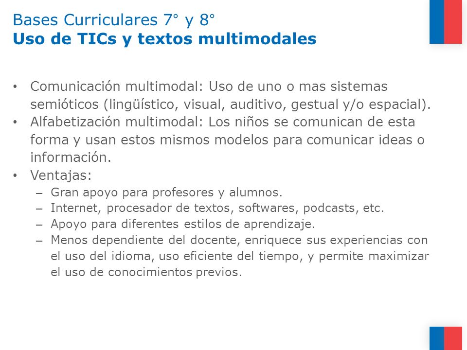 Bases Curriculares 7° y 8° Uso de TICs y textos multimodales