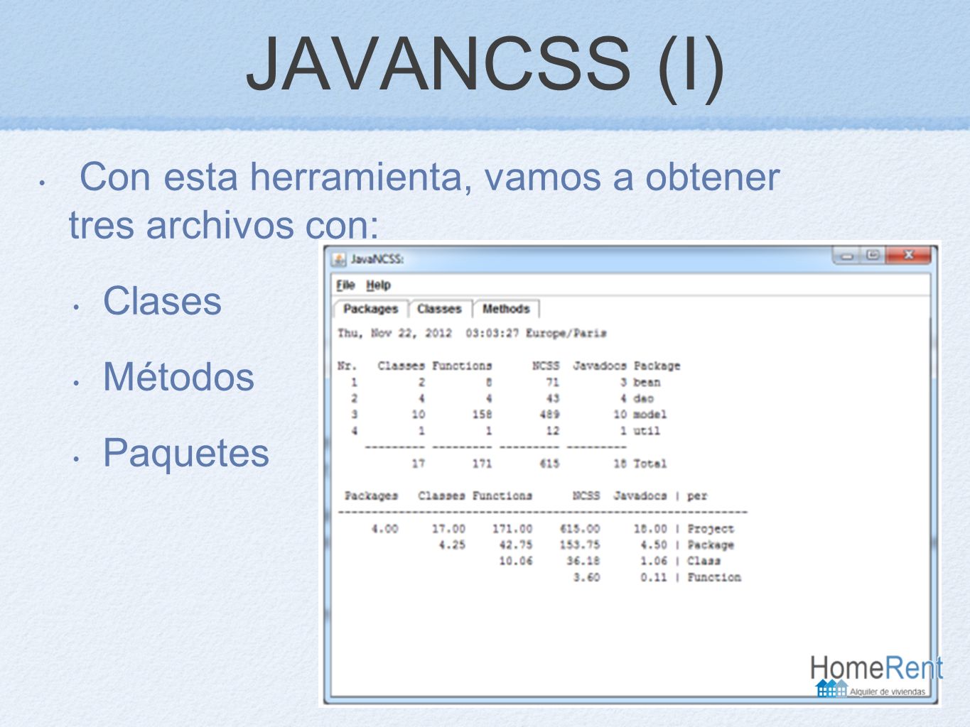 JAVANCSS (I) Con esta herramienta, vamos a obtener tres archivos con: