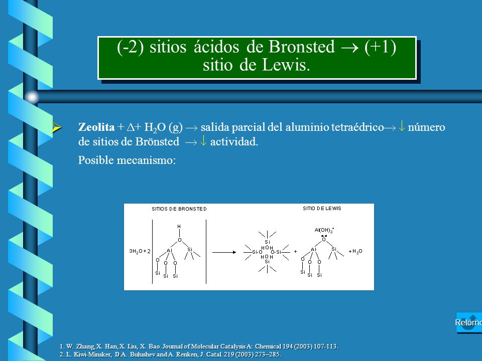 (-2) sitios ácidos de Bronsted  (+1) sitio de Lewis.