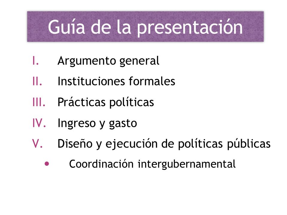 Guía de la presentación