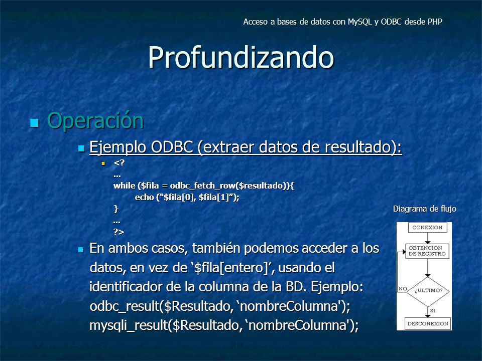 Acceso a bases de datos con MySQL y ODBC desde PHP