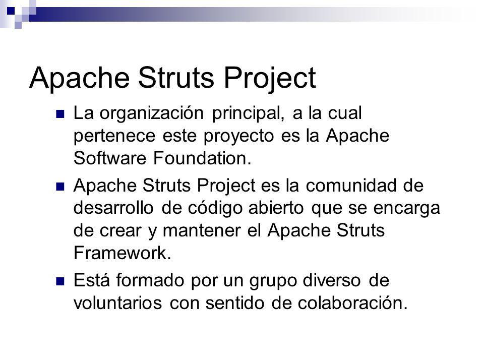 Apache Struts Project La organización principal, a la cual pertenece este proyecto es la Apache Software Foundation.