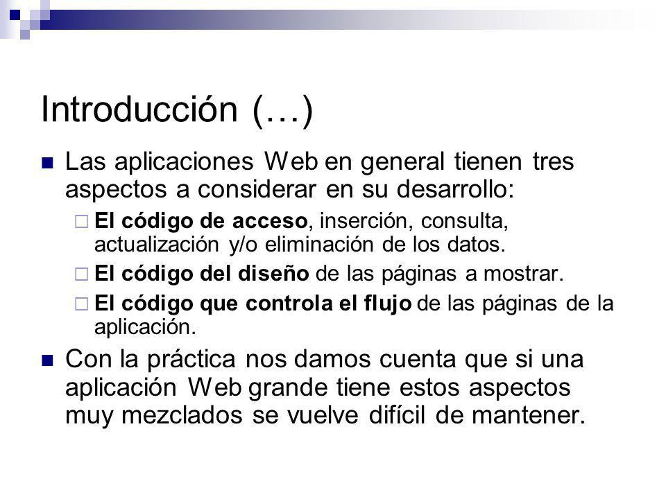 Introducción (…) Las aplicaciones Web en general tienen tres aspectos a considerar en su desarrollo: