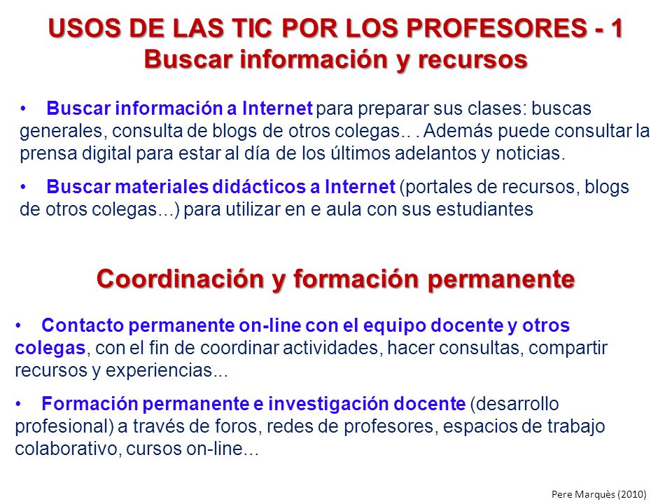 USOS DE LAS TIC POR LOS PROFESORES - 1 Buscar información y recursos