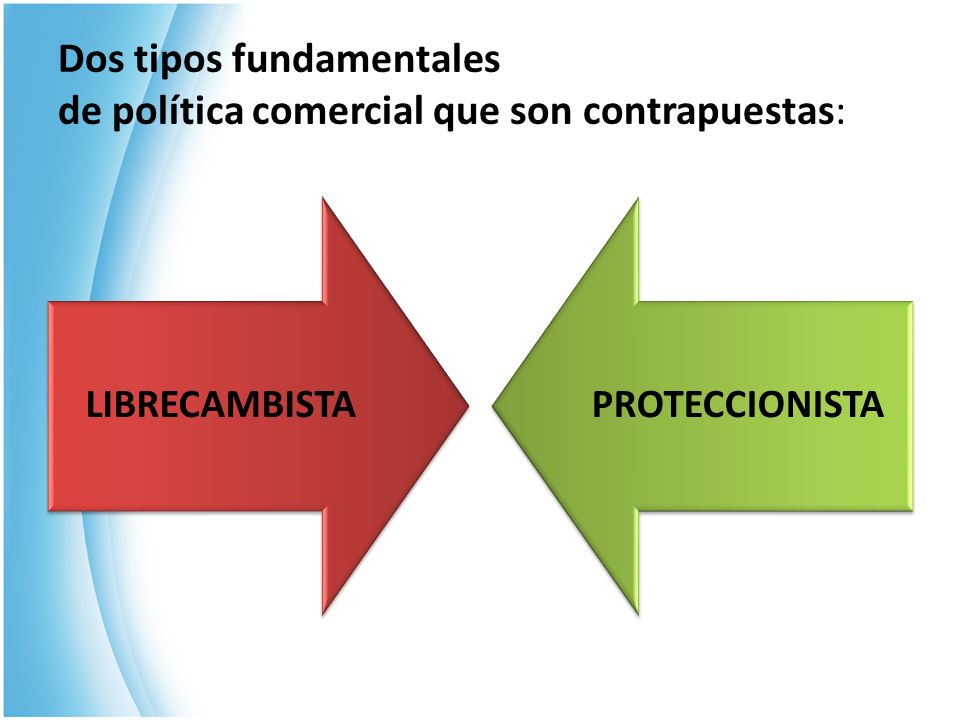 Dos tipos fundamentales de política comercial que son contrapuestas: