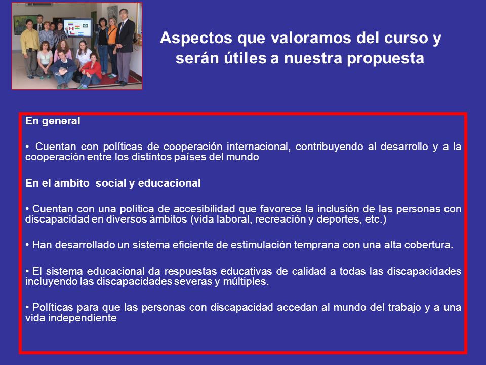 Aspectos que valoramos del curso y serán útiles a nuestra propuesta