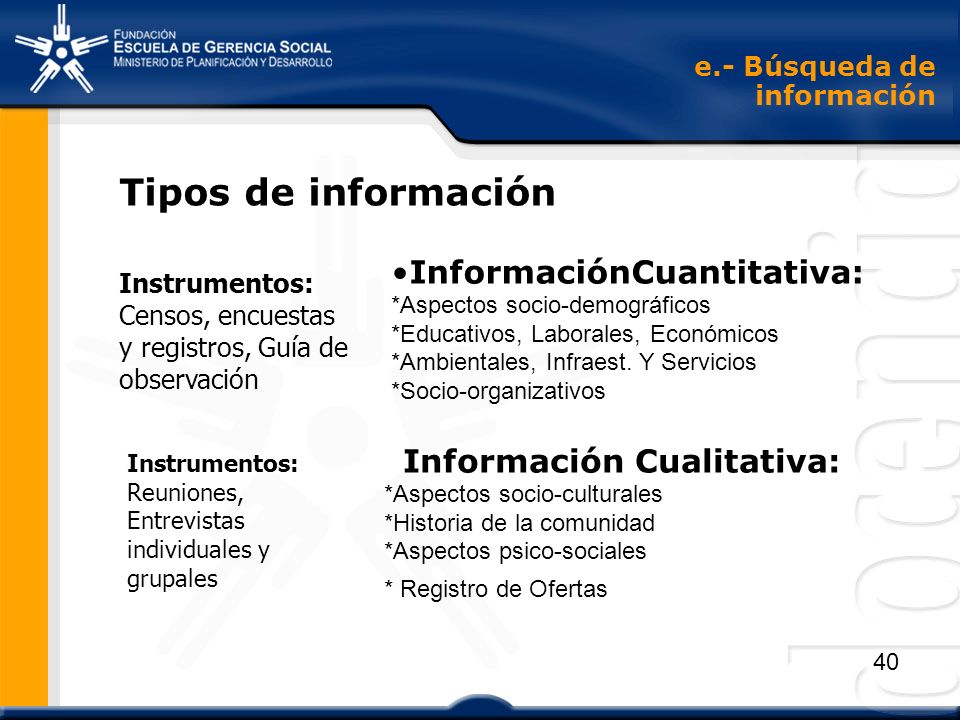 Tipos de información InformaciónCuantitativa: Información Cualitativa: