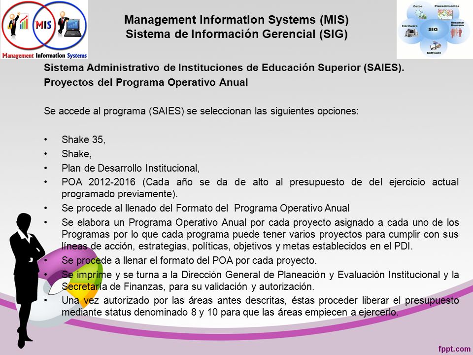 Management Information Systems (MIS) Sistema de Información Gerencial (SIG)