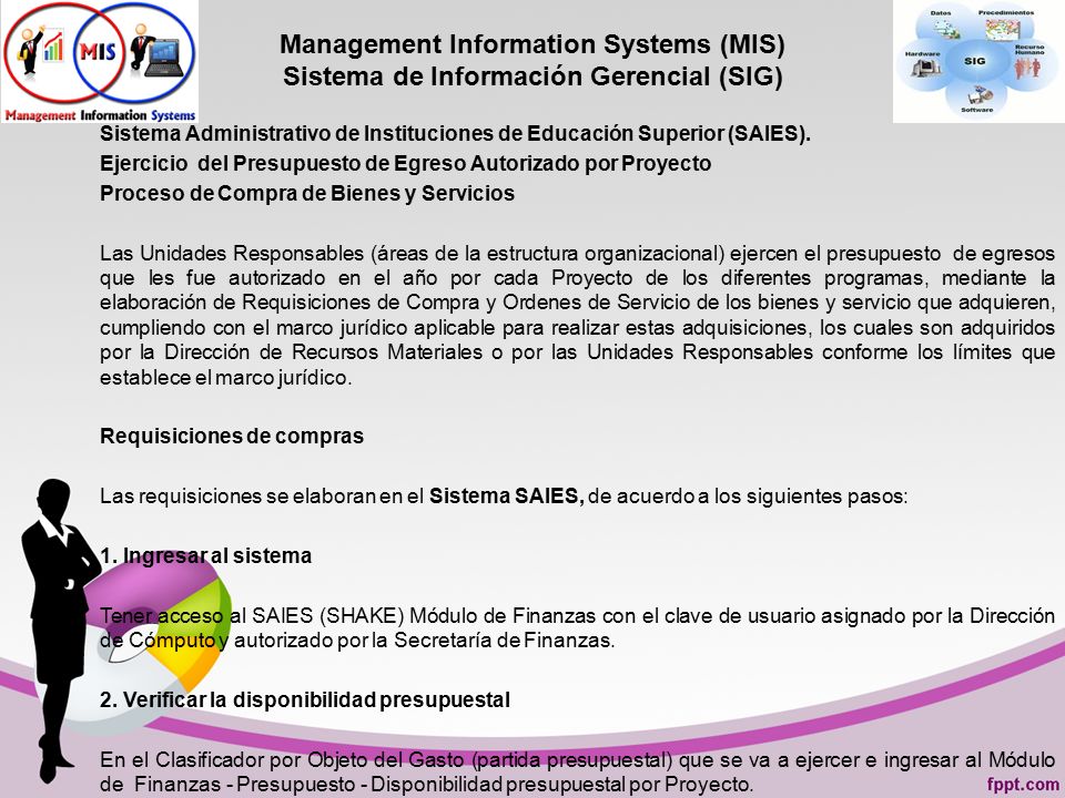 Management Information Systems (MIS) Sistema de Información Gerencial (SIG)