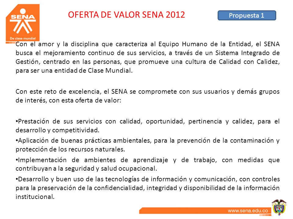 OFERTA DE VALOR SENA 2012 Propuesta 1