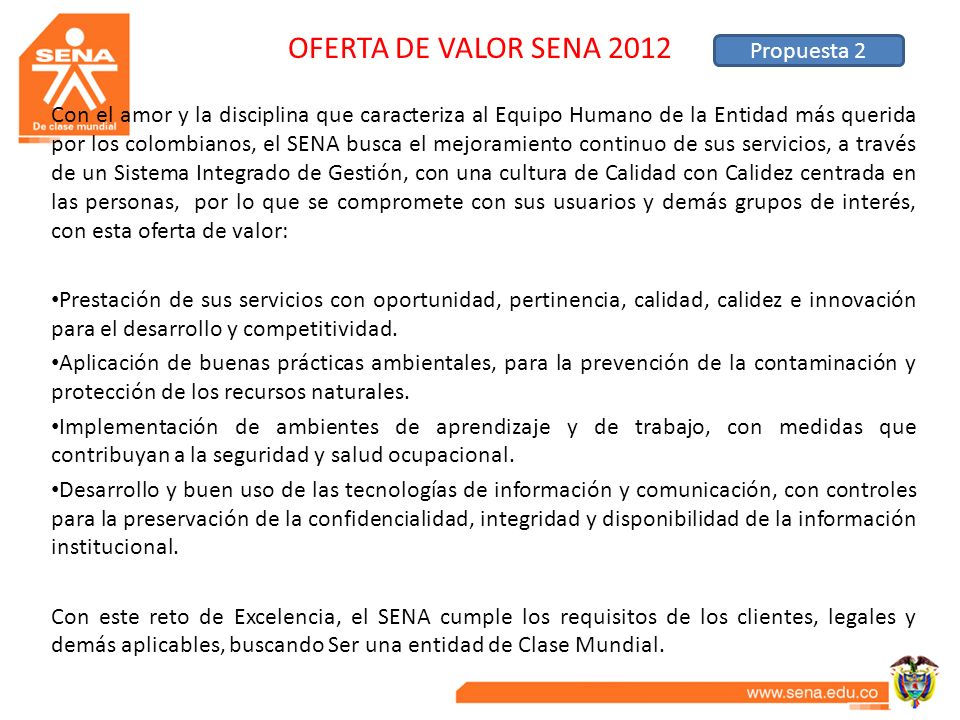 OFERTA DE VALOR SENA 2012 Propuesta 2