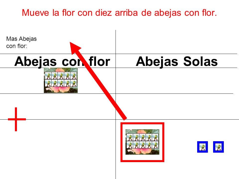 Mueve la flor con diez arriba de abejas con flor.