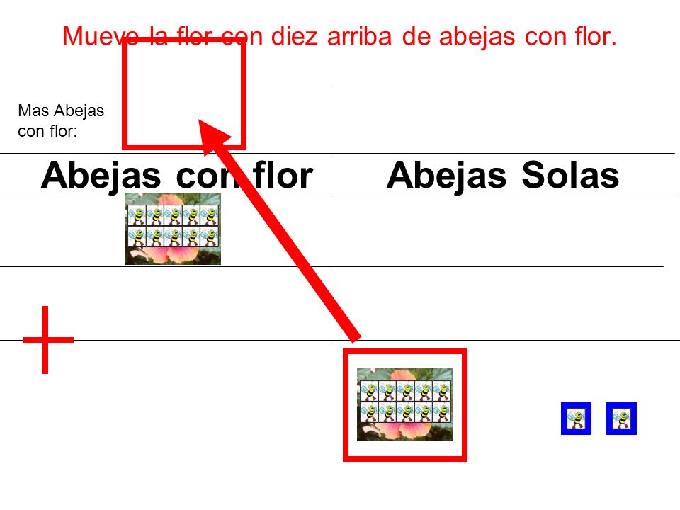 Mueve la flor con diez arriba de abejas con flor.
