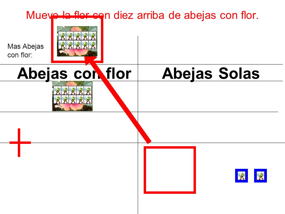 Mueve la flor con diez arriba de abejas con flor.