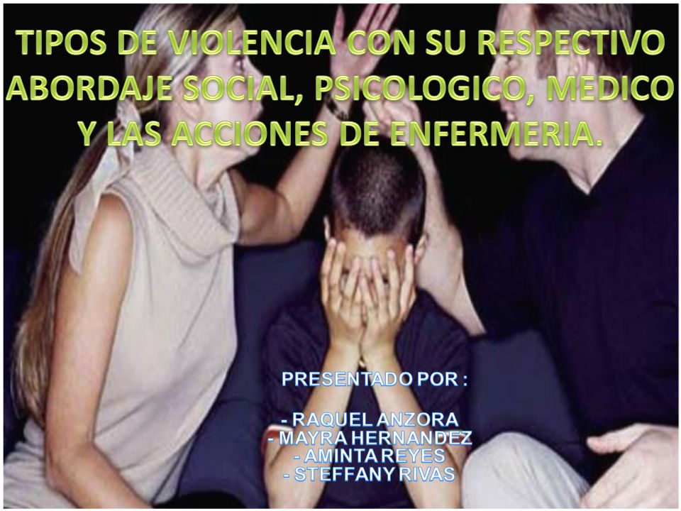 TIPOS DE VIOLENCIA CON SU RESPECTIVO ABORDAJE SOCIAL, PSICOLOGICO, MEDICO Y LAS ACCIONES DE ENFERMERIA.