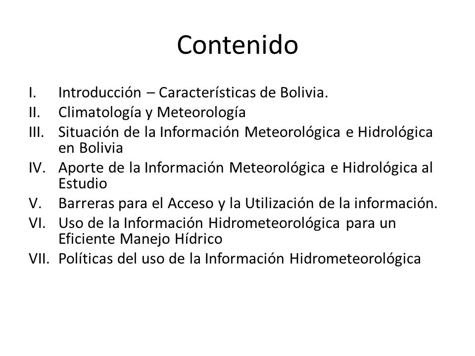 Contenido Introducción – Características de Bolivia.