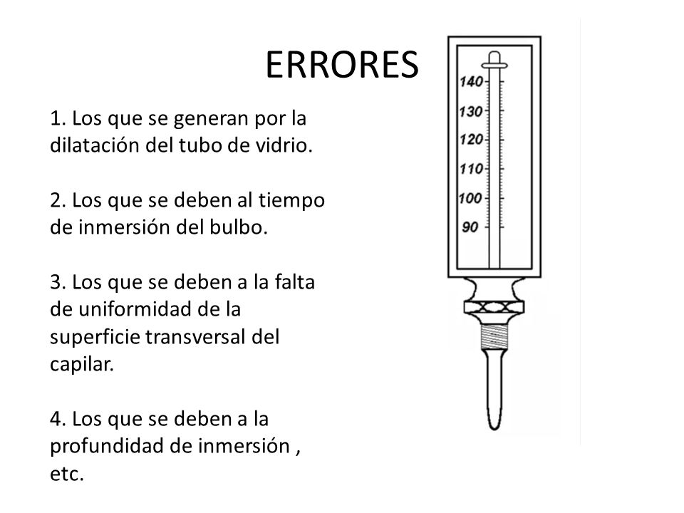 ERRORES 1. Los que se generan por la dilatación del tubo de vidrio.
