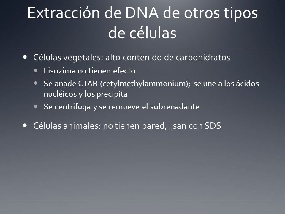 Extracción de DNA de otros tipos de células