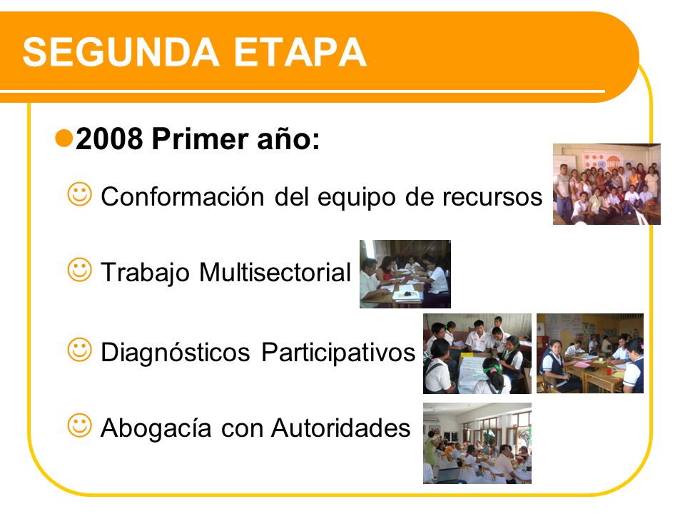 SEGUNDA ETAPA 2008 Primer año: Conformación del equipo de recursos