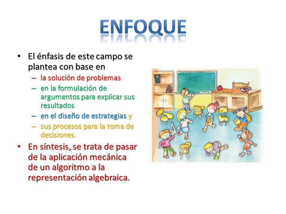 Enfoque El énfasis de este campo se plantea con base en