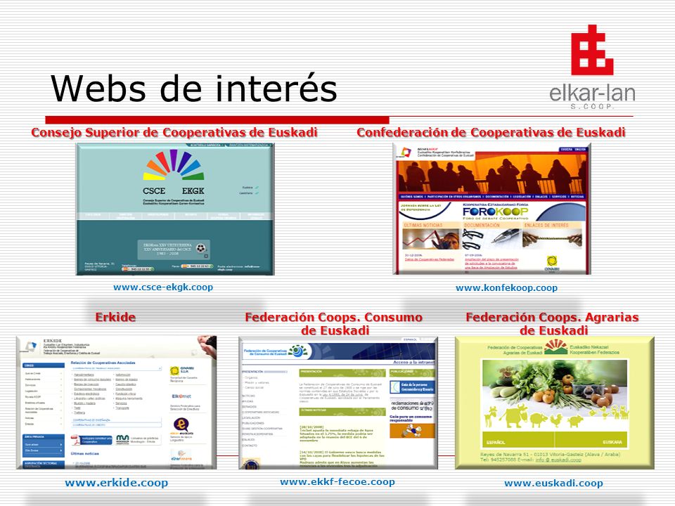 Webs de interés Consejo Superior de Cooperativas de Euskadi