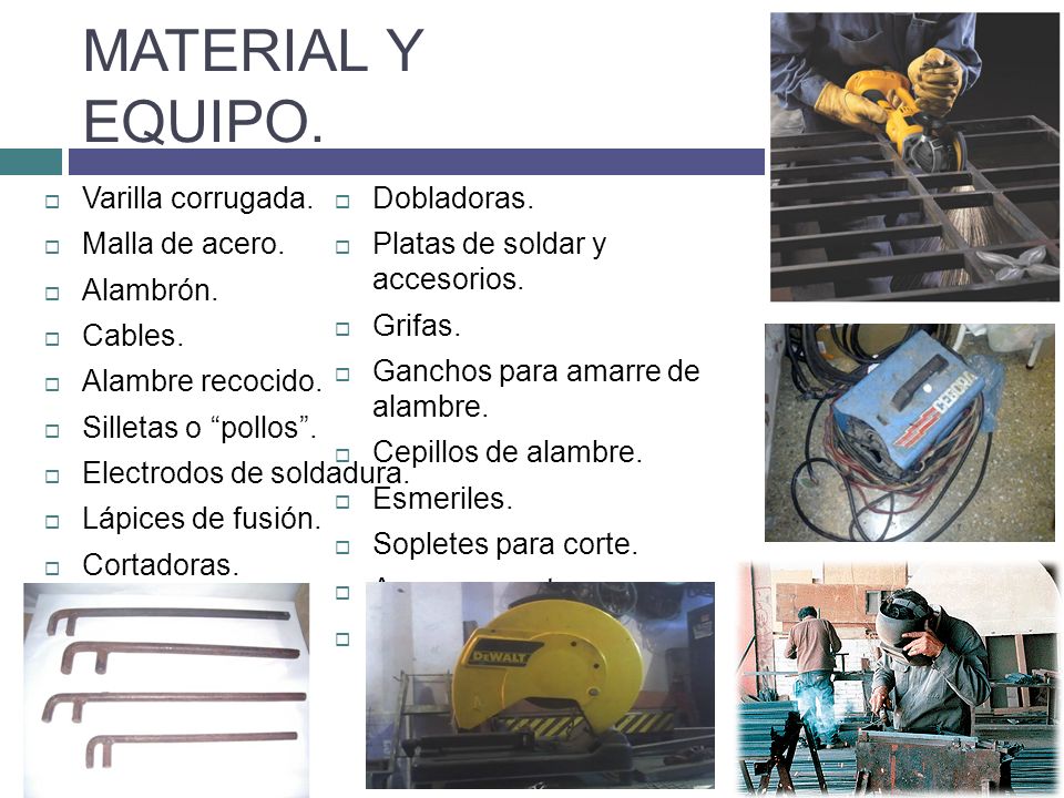 MATERIAL Y EQUIPO. Varilla corrugada. Malla de acero. Alambrón.