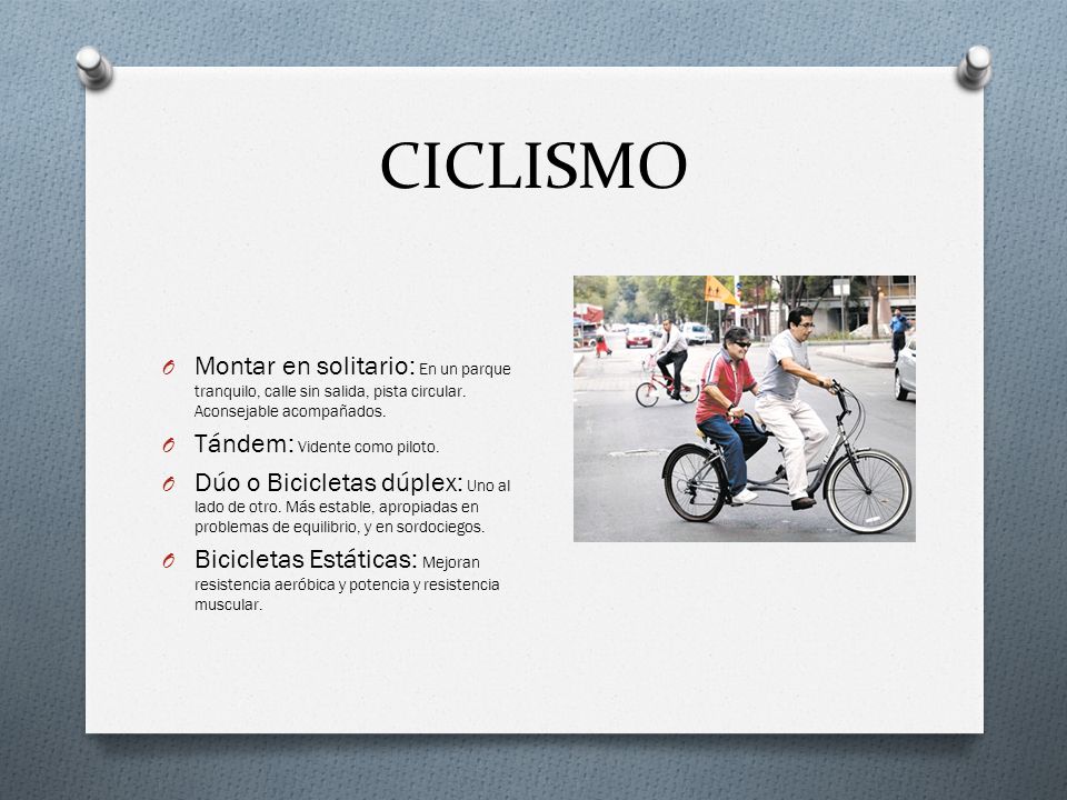 CICLISMO Montar en solitario: En un parque tranquilo, calle sin salida, pista circular. Aconsejable acompañados.