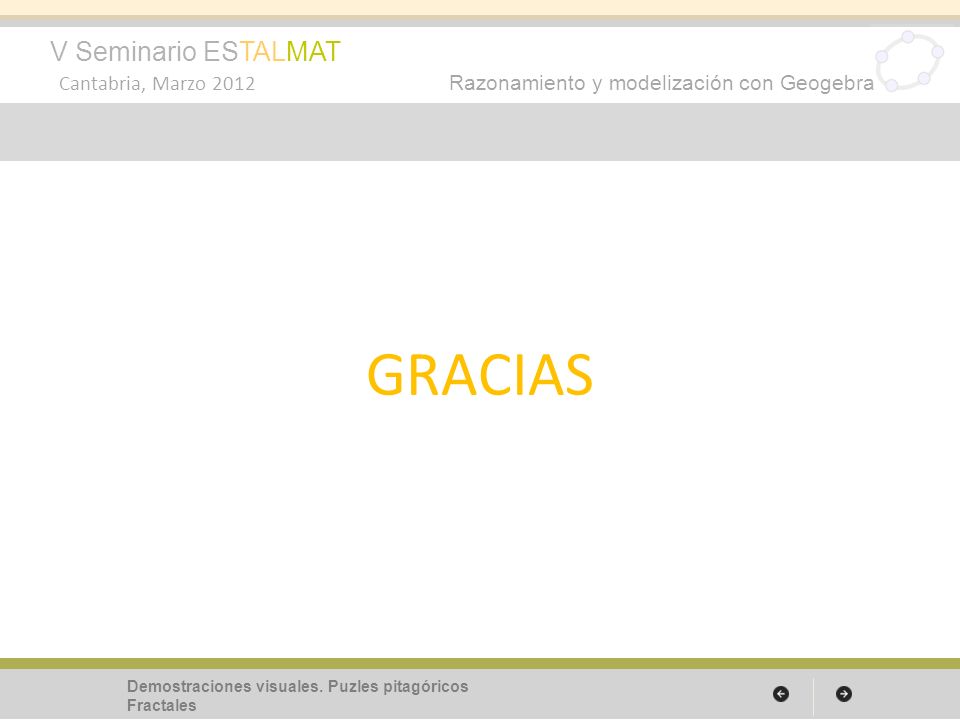 GRACIAS Demostraciones visuales. Puzles pitagóricos Fractales