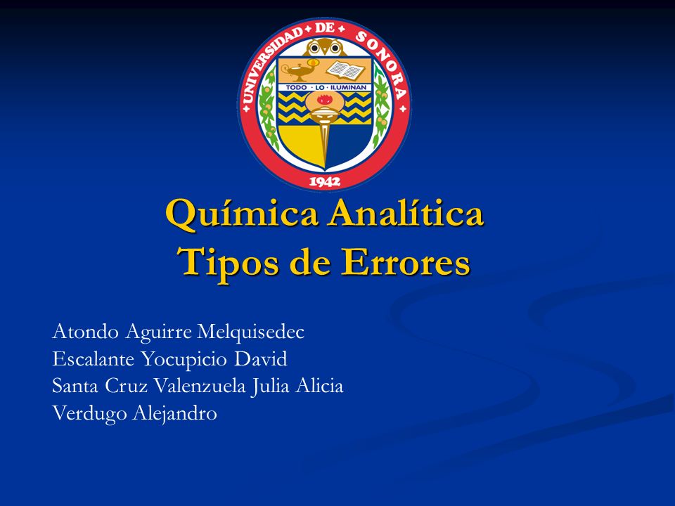 Química Analítica Tipos de Errores