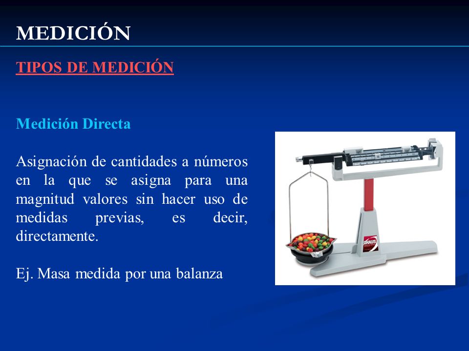 MEDICIÓN TIPOS DE MEDICIÓN Medición Directa